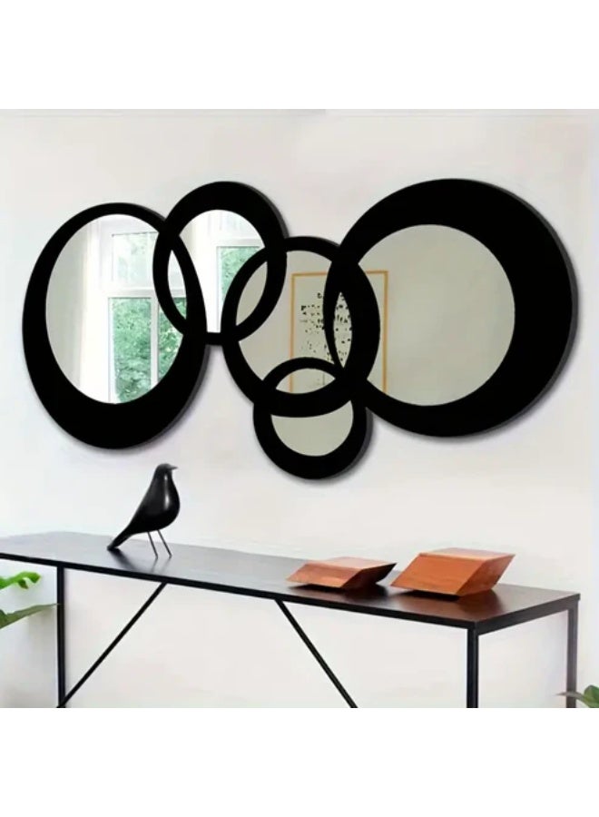 EMAAZZ LLC Modern Decorative Wall Mirror with Circular Ring Design | Large Black Frame Mirror Art for Living Room Bedroom and Hall - Image 3